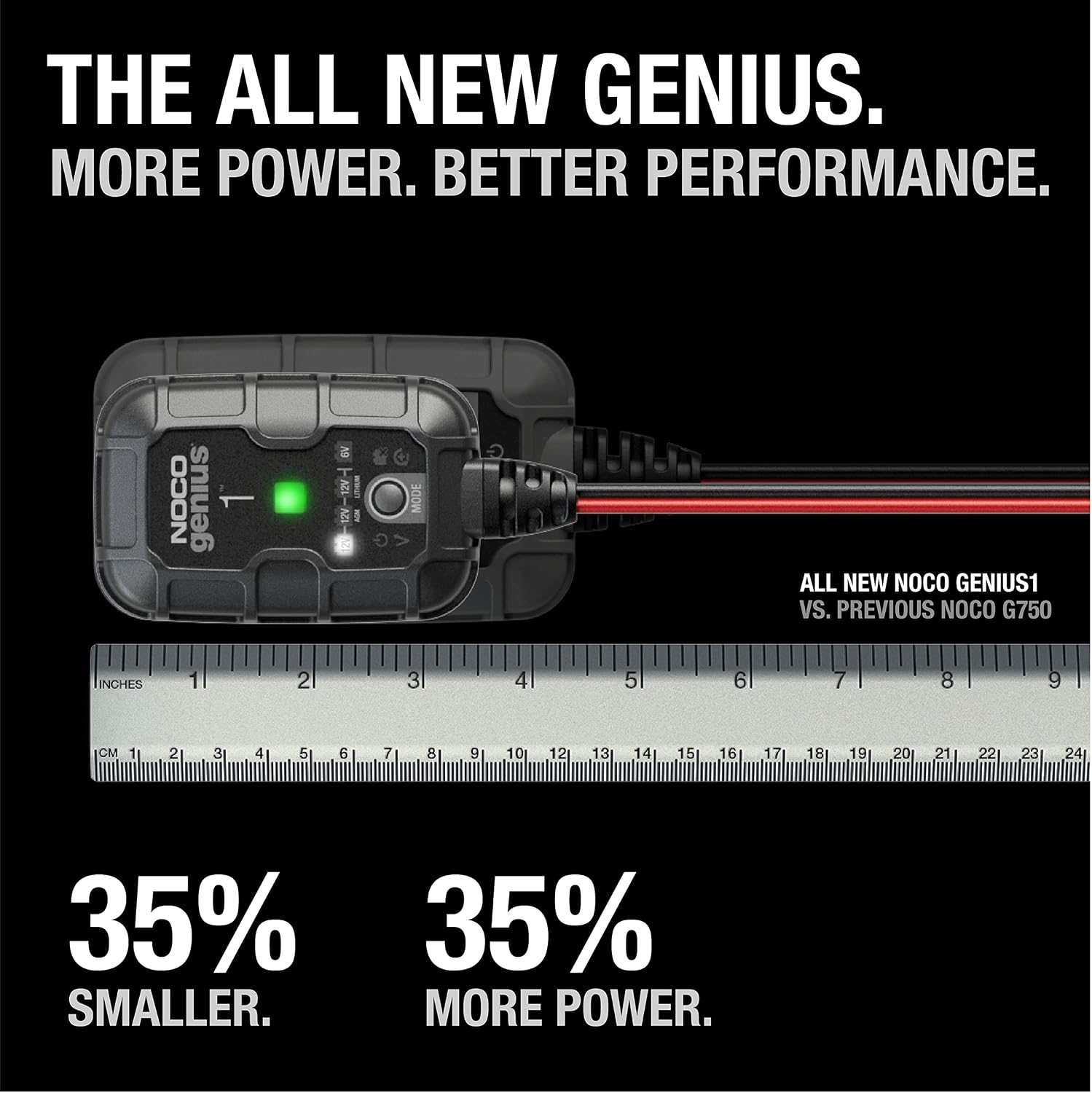 NOCO GENIUS1 1A 6/12V Smart Battery Charger, Trickle Charger & Maintainer | Overcharge Protection, Desulfator, Temperature Compensation, Force Mode, For Lead-Acid (Wet, Gel, AGM) & Lithium (LiFePO4) - Image 2