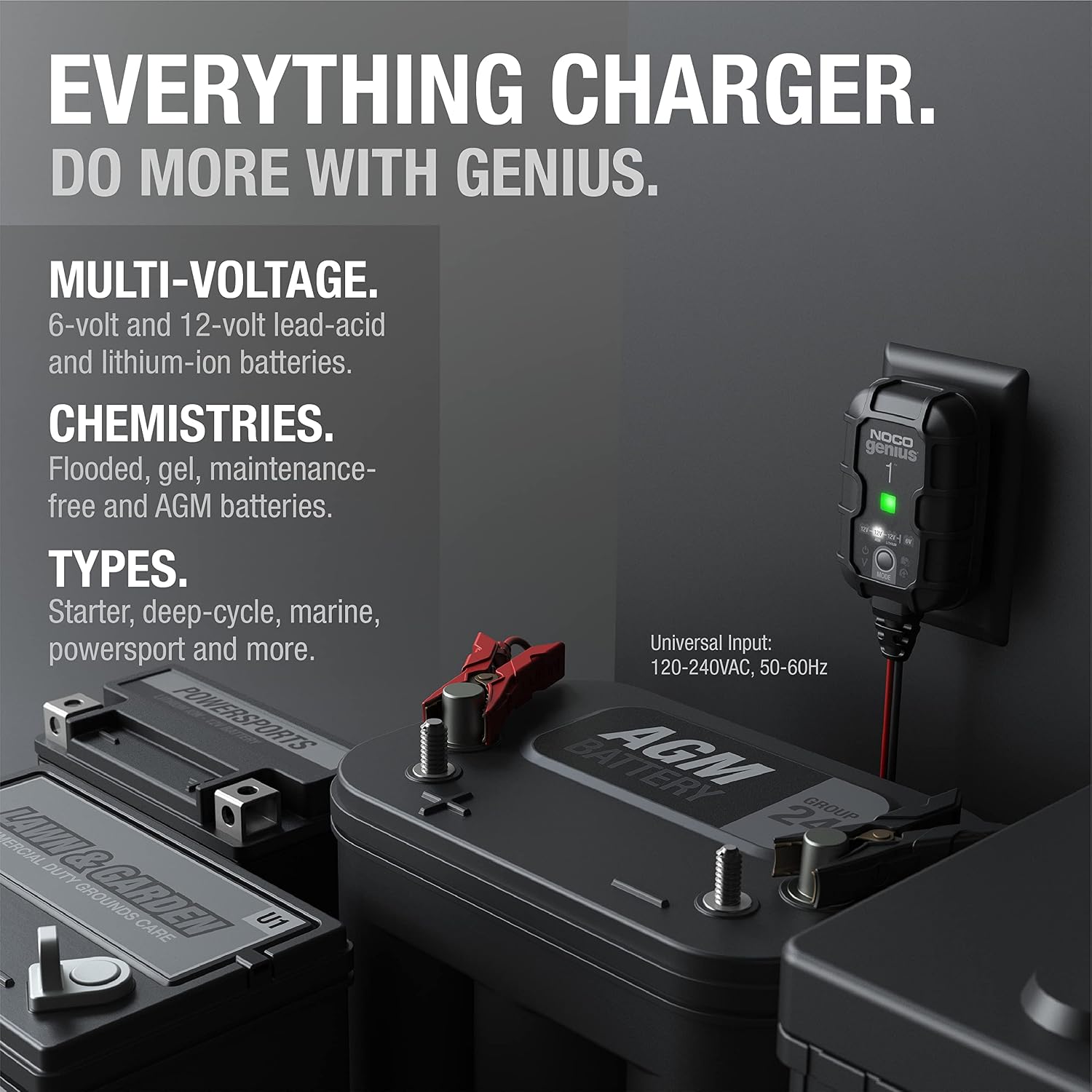 NOCO GENIUS1 1A 6/12V Smart Battery Charger, Trickle Charger & Maintainer | Overcharge Protection, Desulfator, Temperature Compensation, Force Mode, For Lead-Acid (Wet, Gel, AGM) & Lithium (LiFePO4) - Image 5