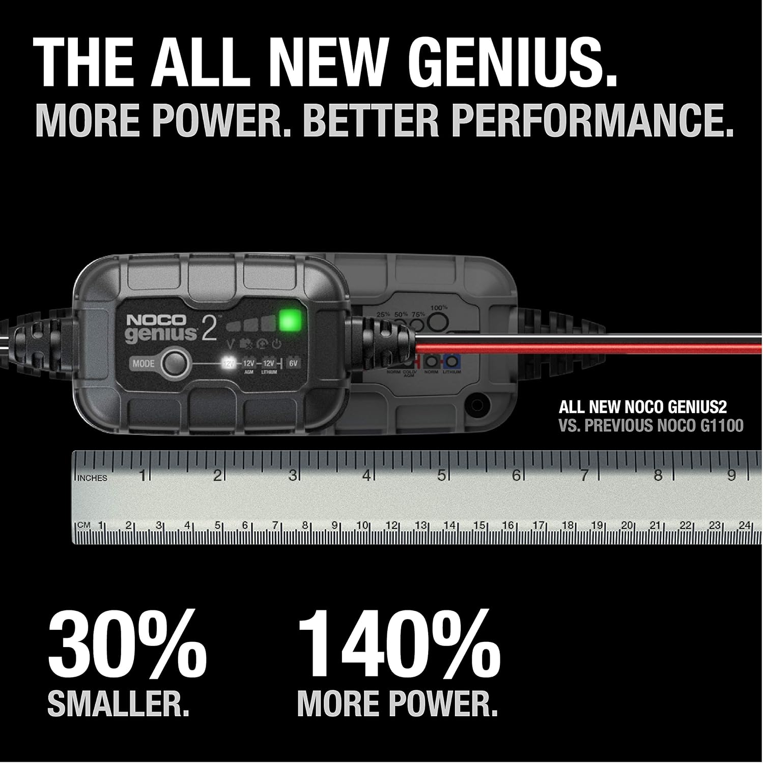 NOCO GENIUS2 2A 6/12V Smart Battery Charger, Trickle Charger & Maintainer | Overcharge Protection, Desulfator, Temperature Compensation, Force Mode, For Lead-Acid (Wet, Gel, AGM) & Lithium (LiFePO4) - Image 2