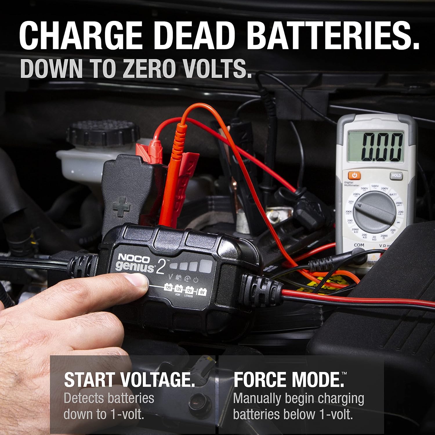 NOCO GENIUS2 2A 6/12V Smart Battery Charger, Trickle Charger & Maintainer | Overcharge Protection, Desulfator, Temperature Compensation, Force Mode, For Lead-Acid (Wet, Gel, AGM) & Lithium (LiFePO4) - Image 3