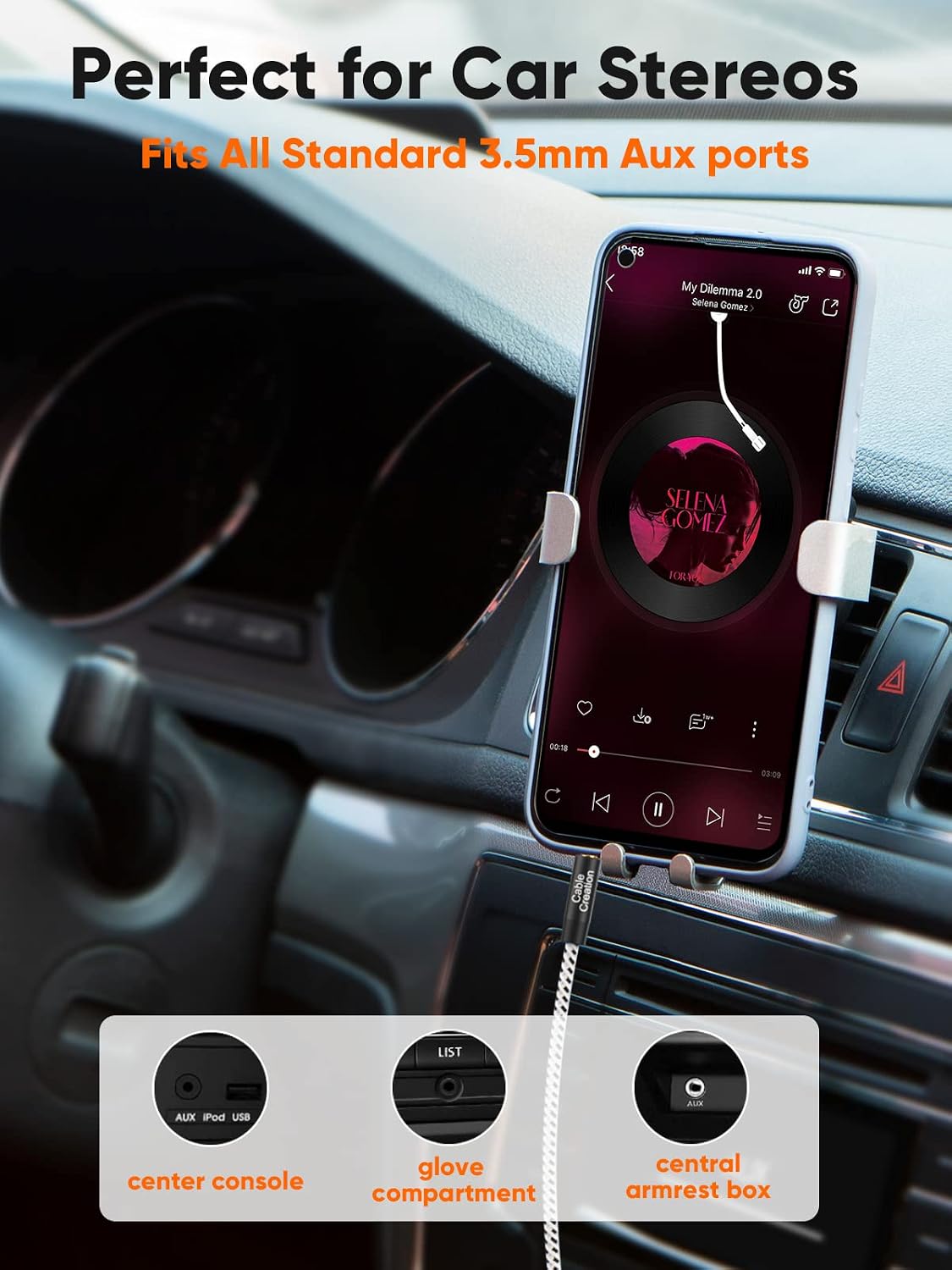 CableCreation 3.5mm Aux Cable 0.45meter(18inches), 1/8 Audio Auxiliary Cord | Short Male to Male Audio Cable Braided Hi-Fi Sound for Car, Speaker, Home Stereos, Smartphone - Image 5